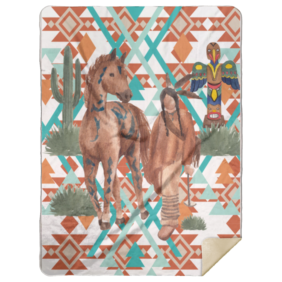 Native American Premium Mink Sherpa Blanket