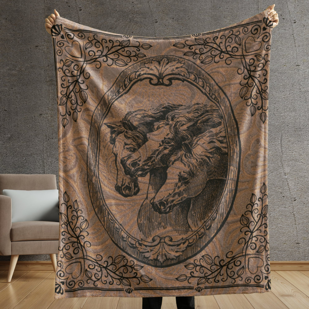 Vintage Equine Elegance Beautiful Canvas Print Blanket 50x60