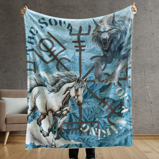 The Viking In You Blanket Horse and Wolf Soul