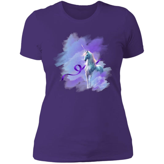 Purple Ribbon Support T-Shirt Women's For Horse Lovers Unicorns