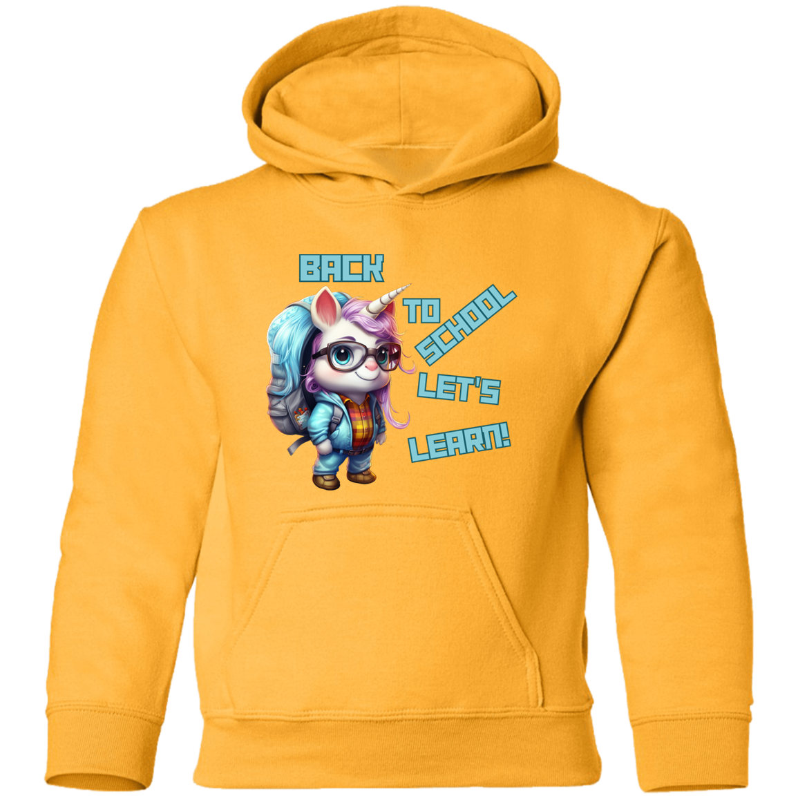 Back to School Let's Learn Youth Hoodie: Adorable Unicorn Cartoon