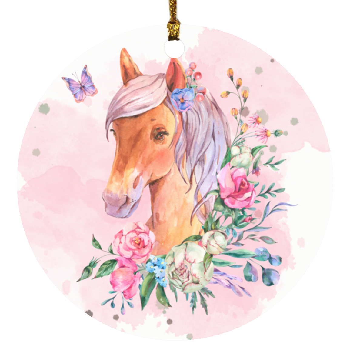 Beautiful Flower Filled Horse Ornament