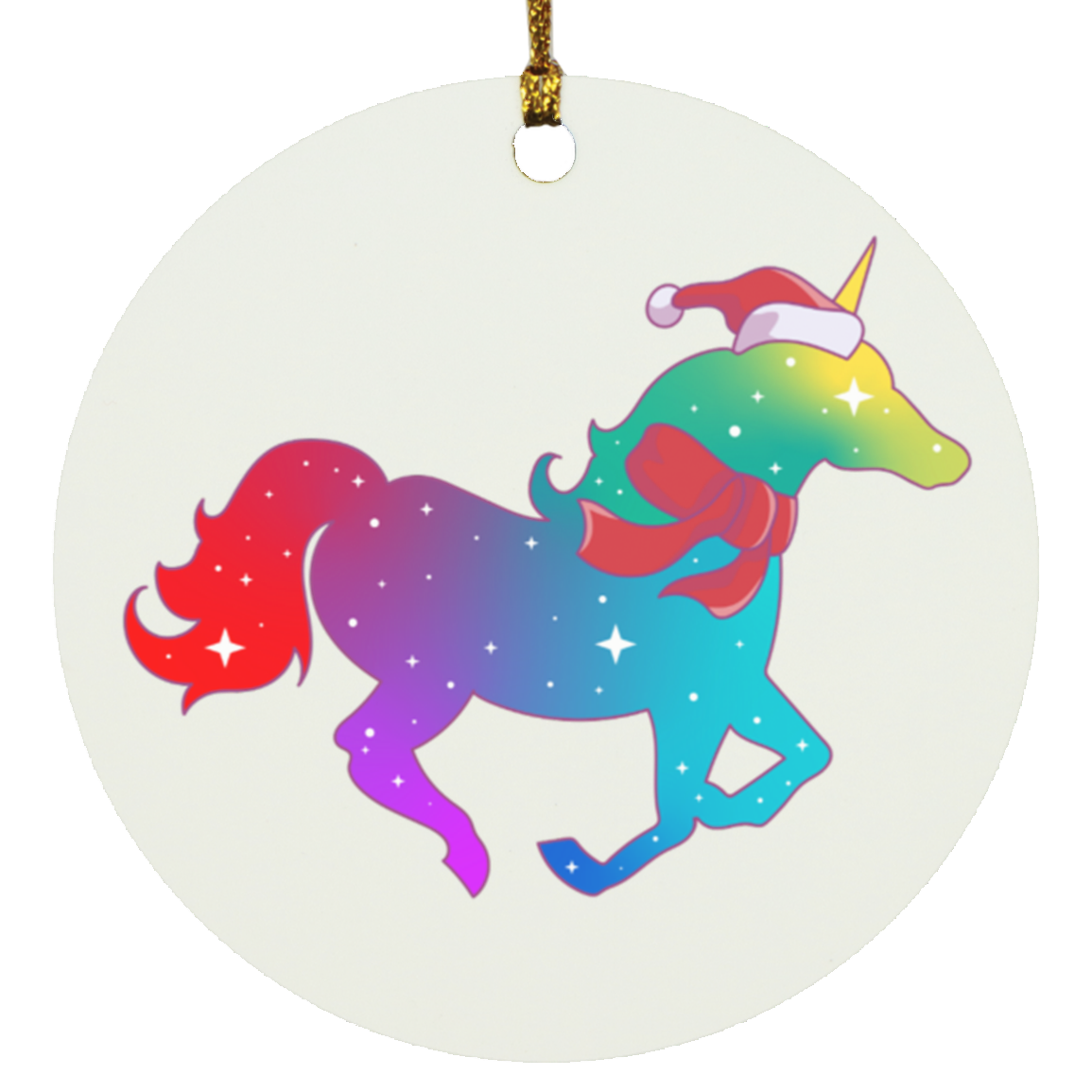 Running Christmas Unicorn Ornament