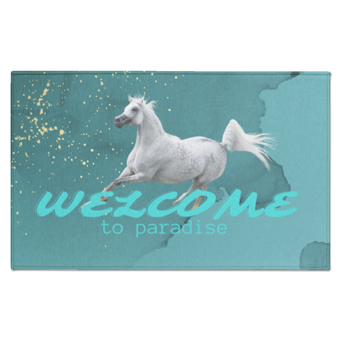 Welcome to Paradise Barn/Tack Entrance Rug, Gray Horse