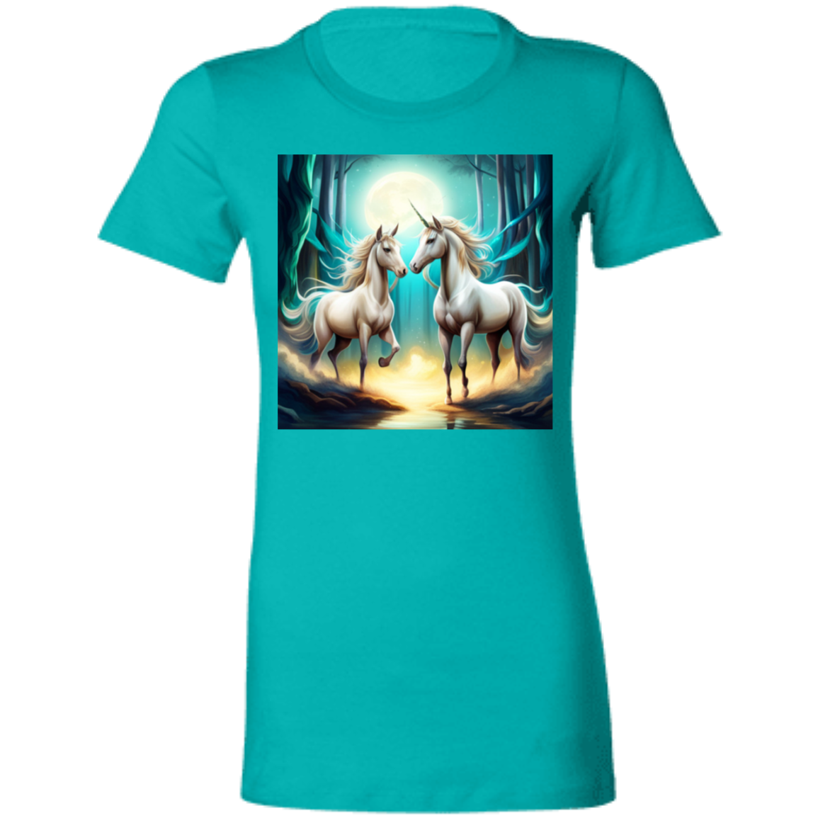 Teal Ladies T-Shirt Unicorns