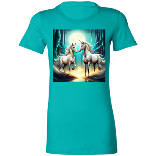 Teal Ladies T-Shirt Unicorns