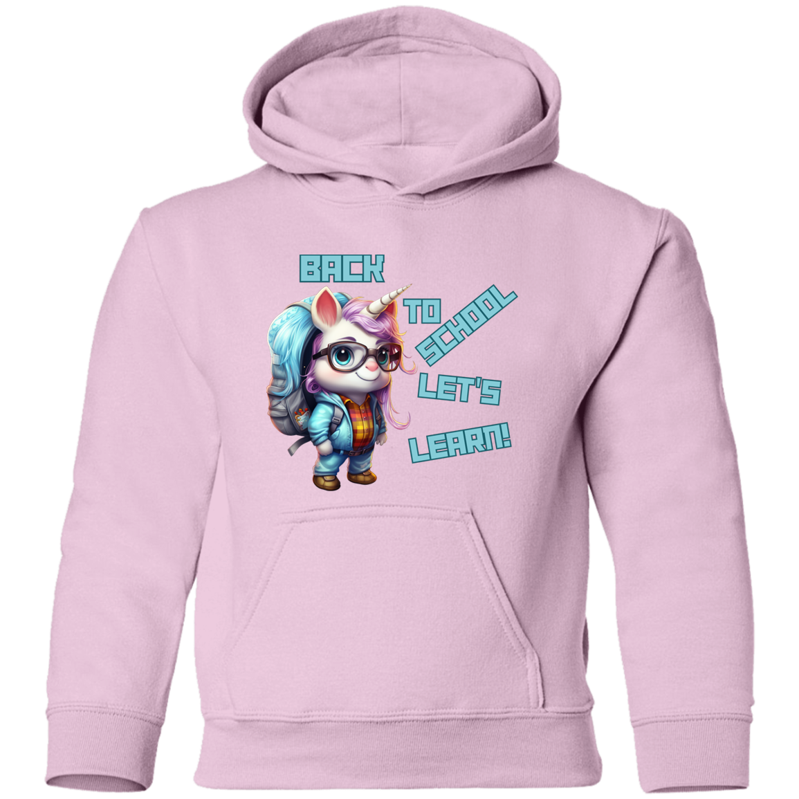 Back to School Let's Learn Youth Hoodie: Adorable Unicorn Cartoon