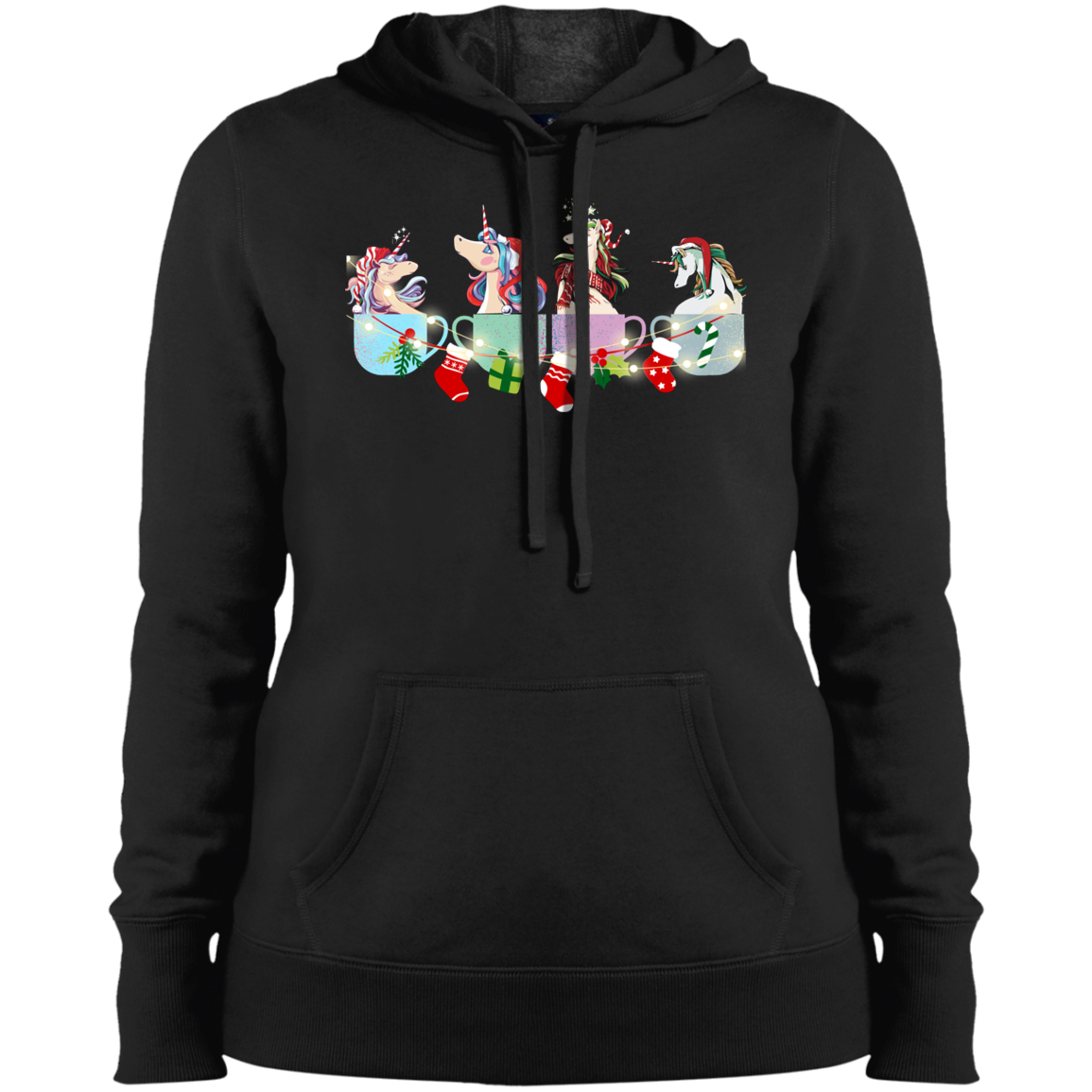 Christmas Unicorn and Coffee Hoodie Sweatshirt Pullover