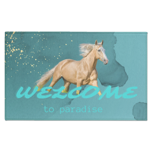 Welcome to Paradise Barn/Tack Entrance Rug, Palomino Horse