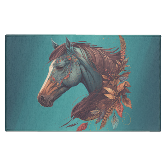 Beautiful Dark Teal Horse Lover Rug
