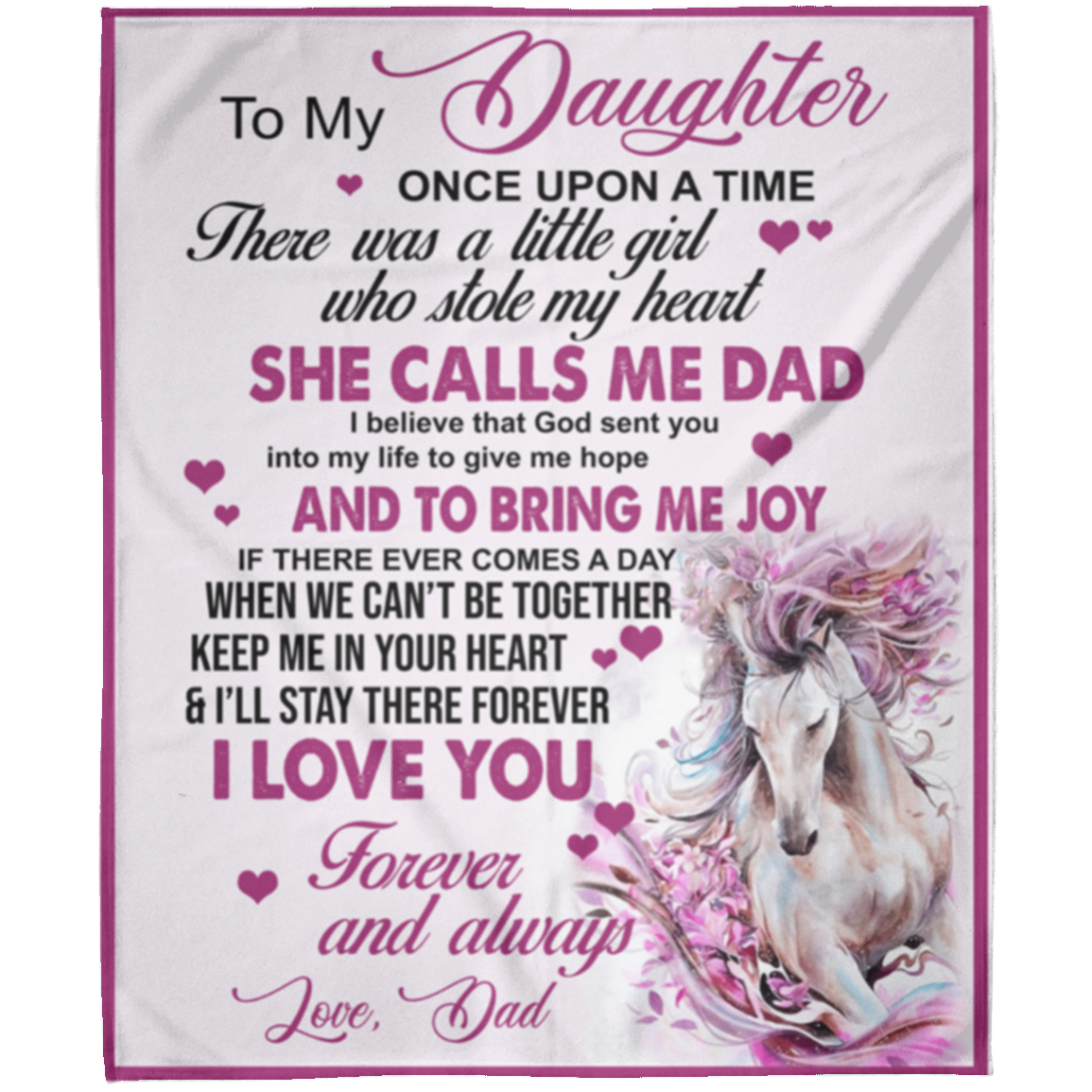 SALE! Precious Daddy To Daughter Blanket Message