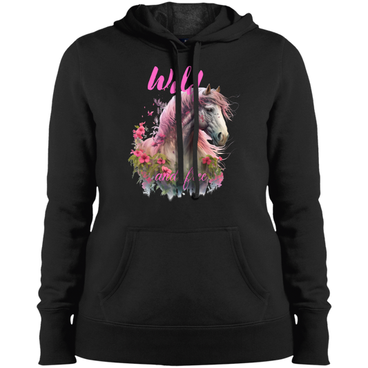 Wild and Free Fuscia Pink Horse Hoodie Pullover