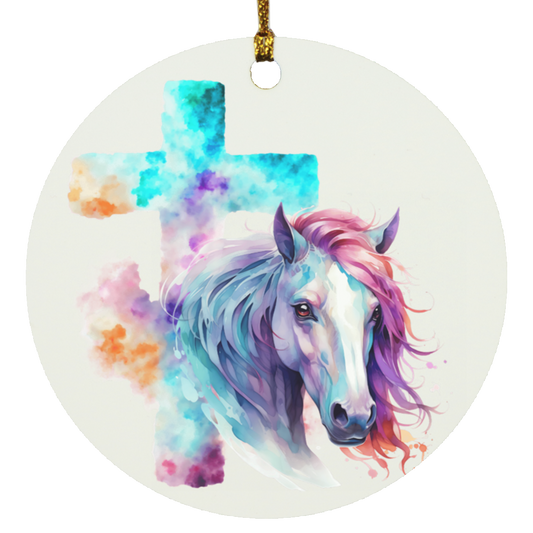 Faith and Horse Circle Ornament