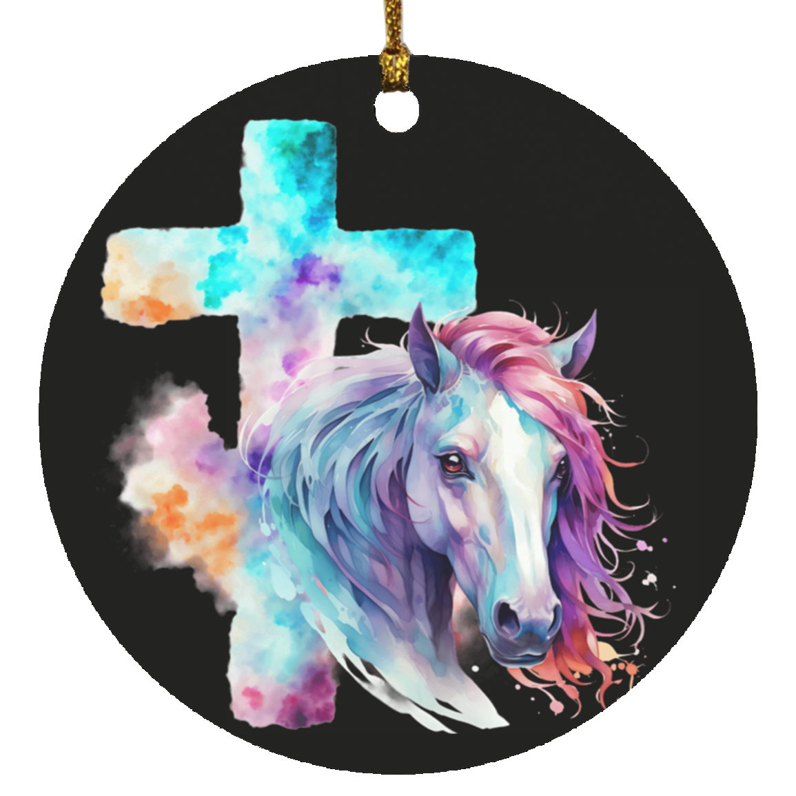 Faith and Horse Circle Ornament