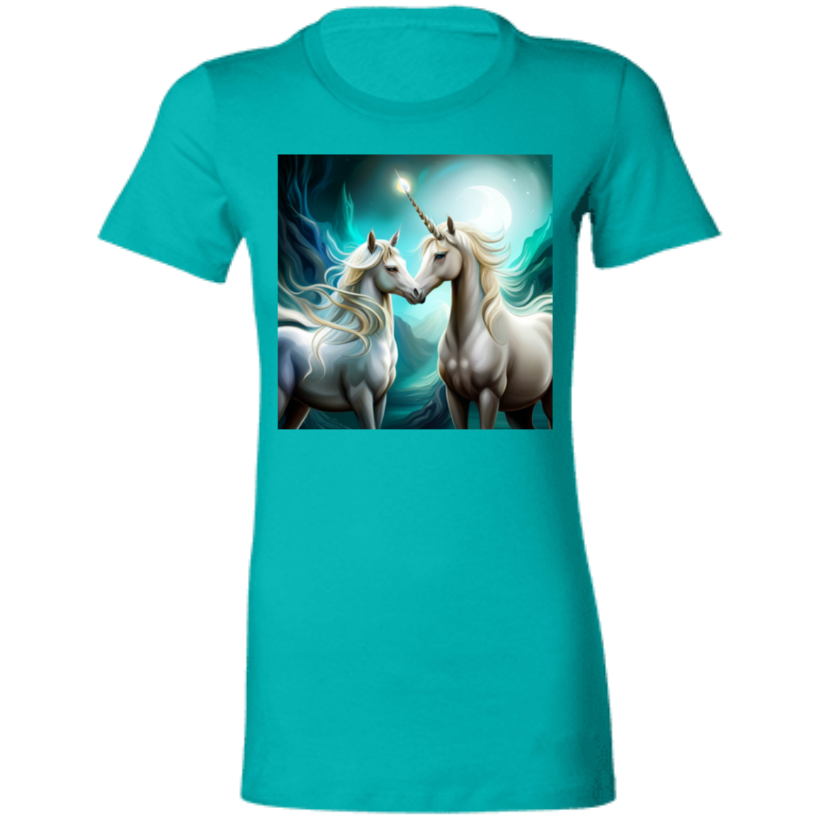 Teal T-Shirt Unicorns Ladies