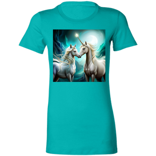 Teal T-Shirt Unicorns Ladies