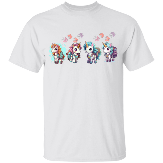 Row Of Unicorns and Butterflies Girls T-Shirt