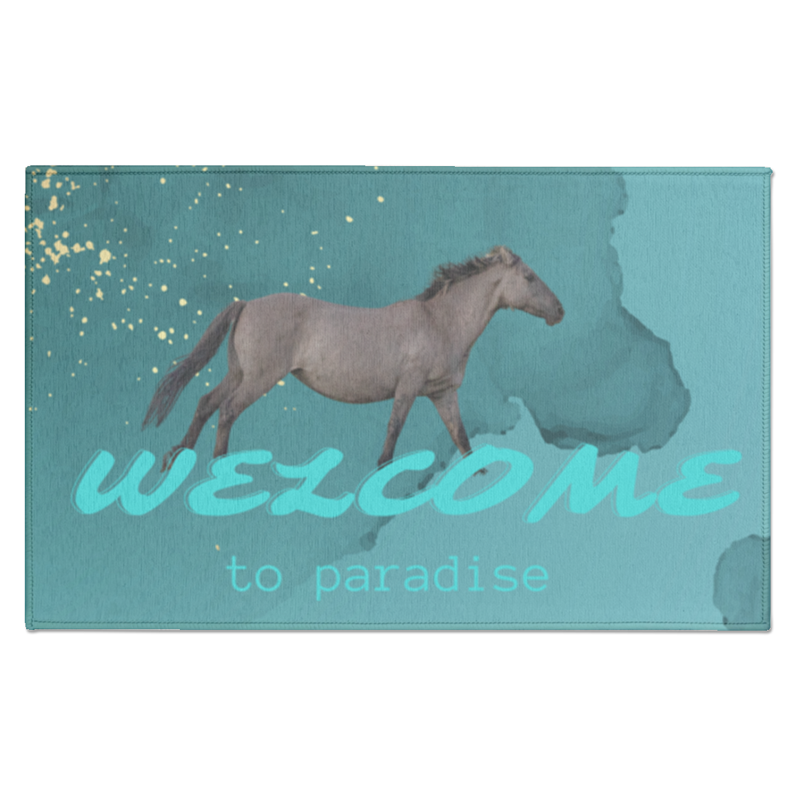 Welcome to Paradise Barn/Tack Entrance Rug, Grulla Horse