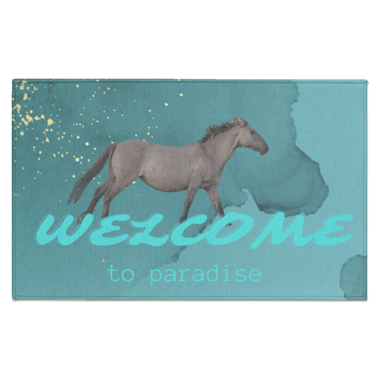 Welcome to Paradise Barn/Tack Entrance Rug, Grulla Horse