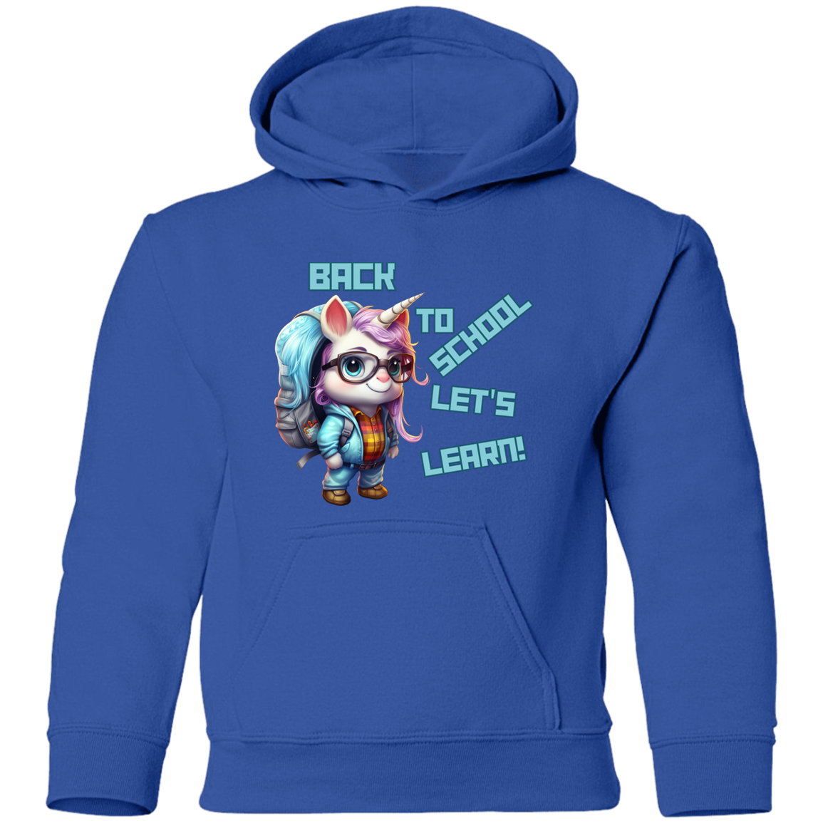 Back to School Let's Learn Youth Hoodie: Adorable Unicorn Cartoon