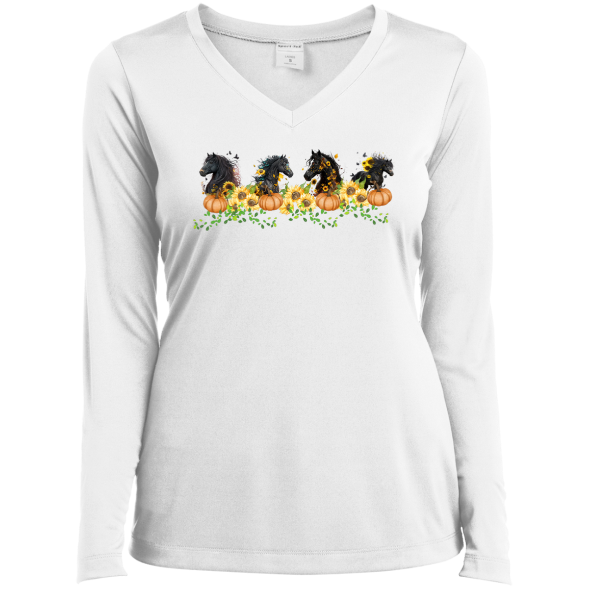 Four Fall Horses Long Sleeve T-Shirt Halloween, Thanksgiving Themed