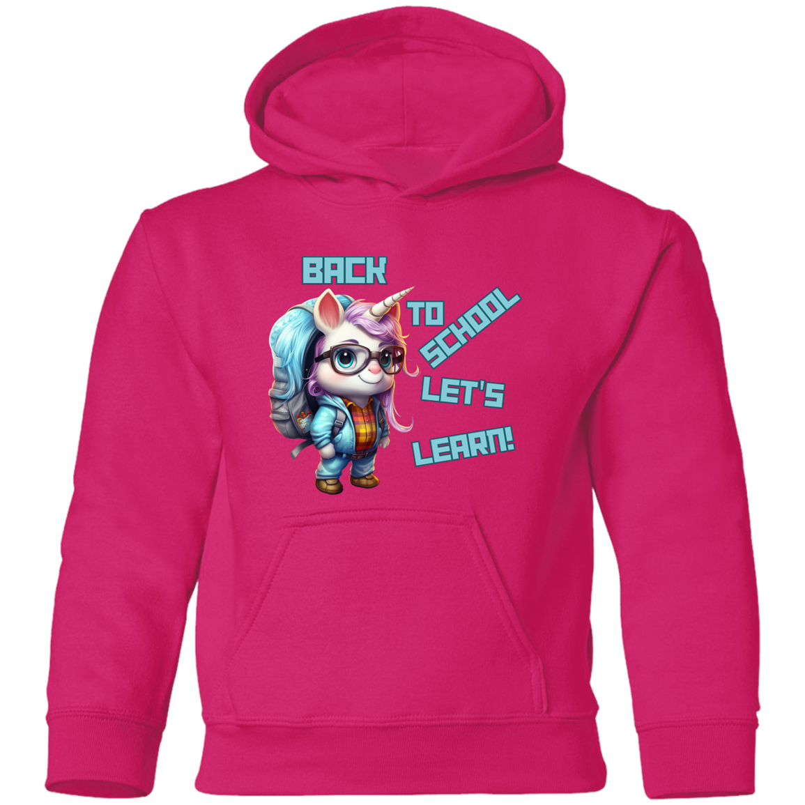 Back to School Let's Learn Youth Hoodie: Adorable Unicorn Cartoon