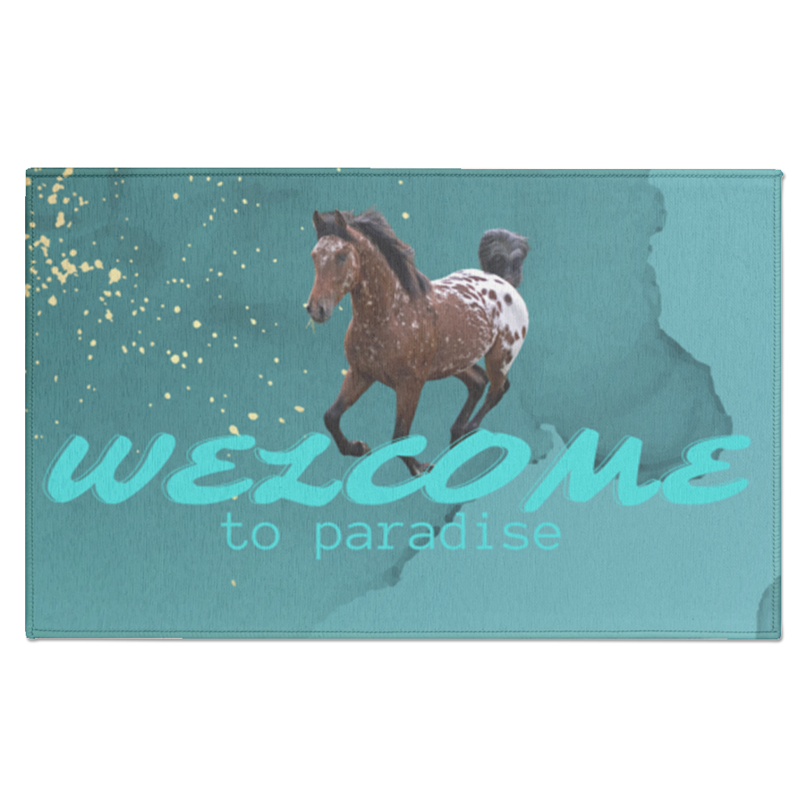 Welcome to Paradise Barn Door/Tack Shop Entrance Rug, Appaloosa Horse