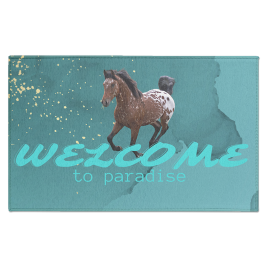 Welcome to Paradise Barn Door/Tack Shop Entrance Rug, Appaloosa Horse