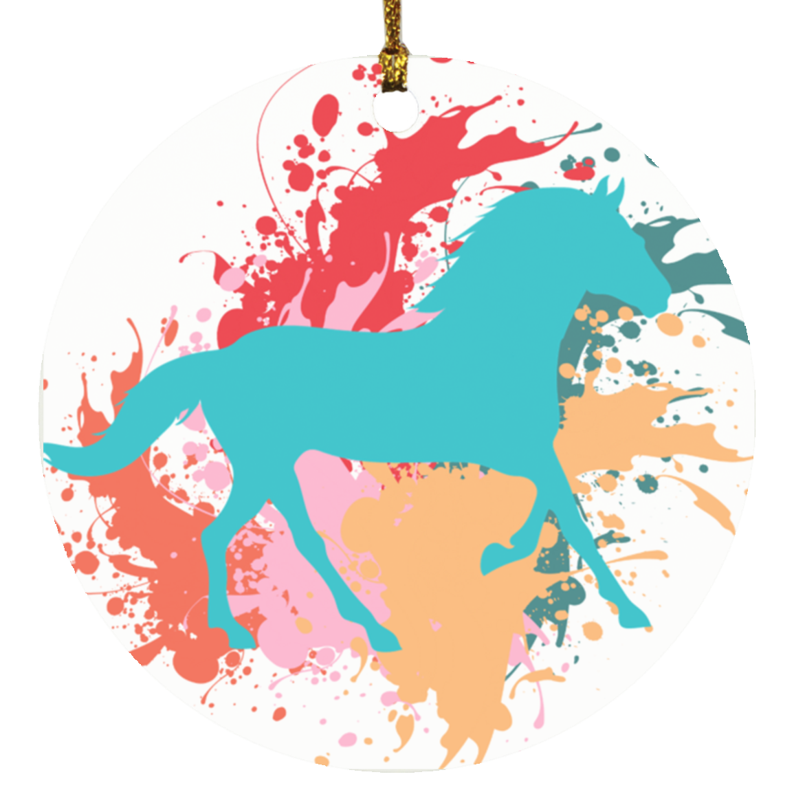 Teal Splash Color Horse Ornament