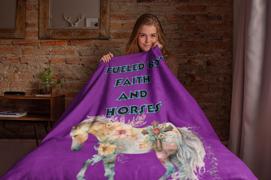 Fueled By Faith and Horses 60x80 Blanket