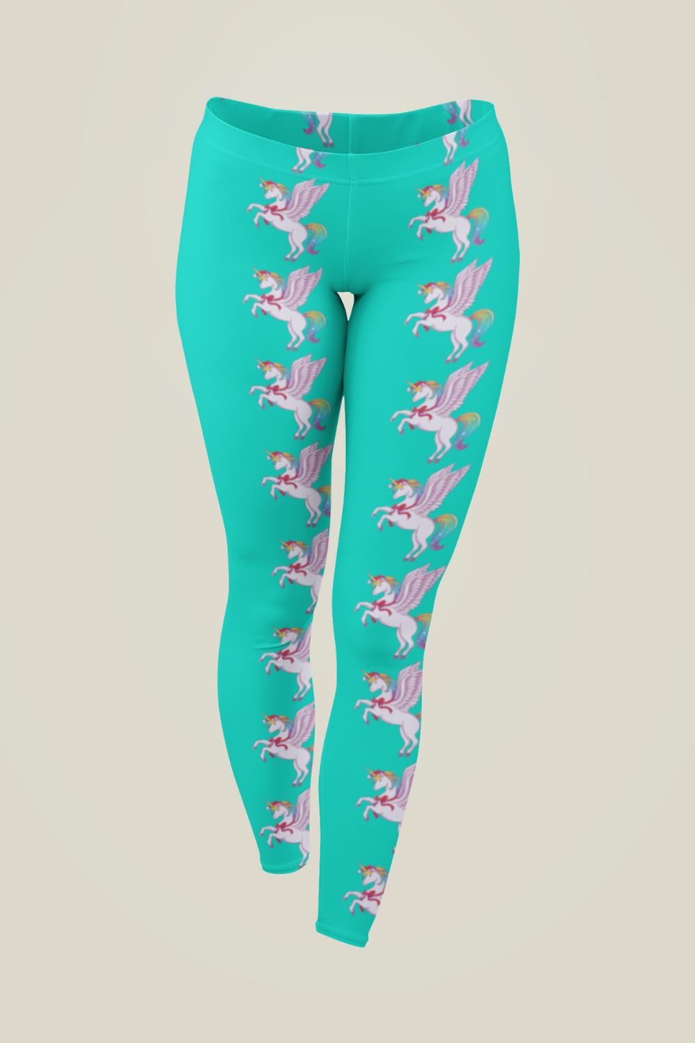 Teal Yoga Leggings Christmas Pegasus Unicorn