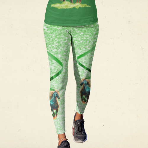 Green Support A Cause Leggings For Horse Lovers