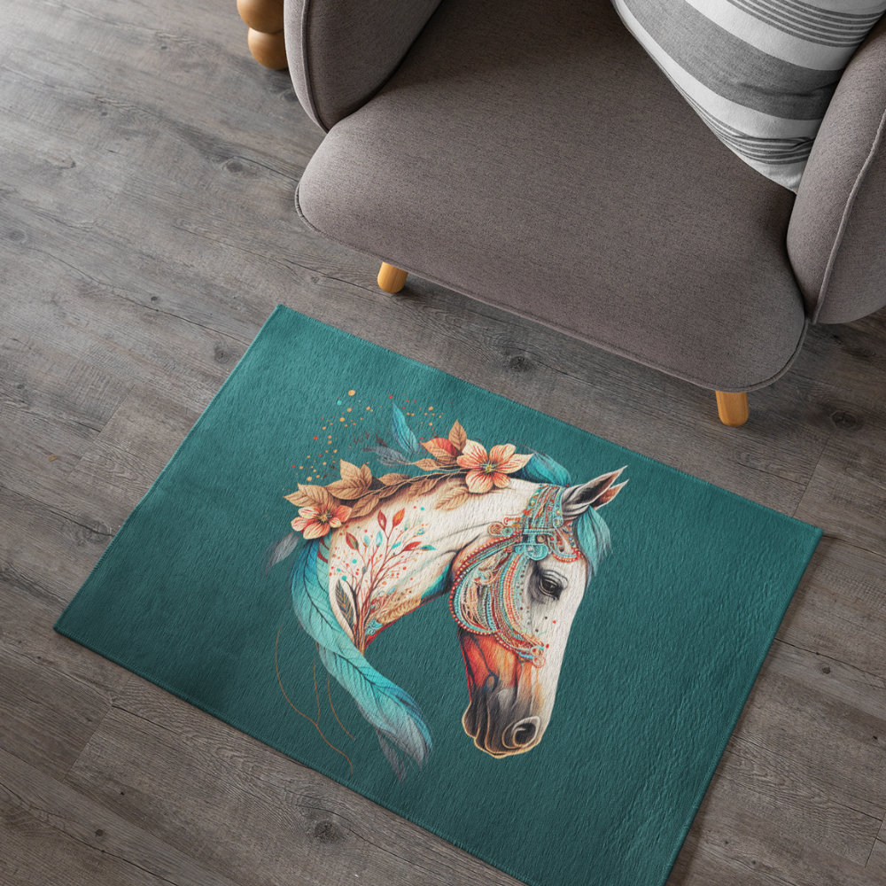 Teal Horse Rug