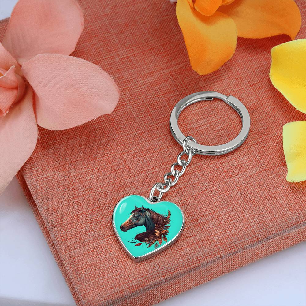Engraved Keychain Dark Teal For Horse Lovers