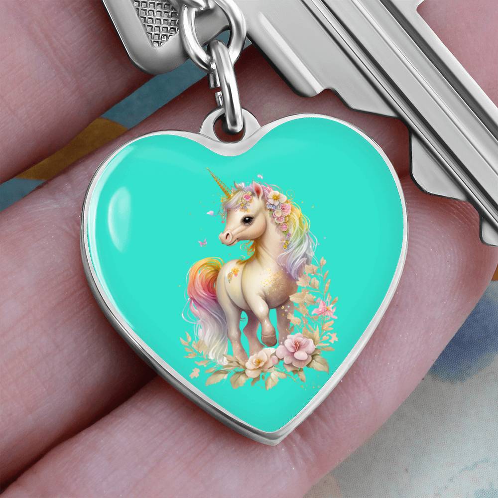 Engraved Keychain Colorful Unicorn
