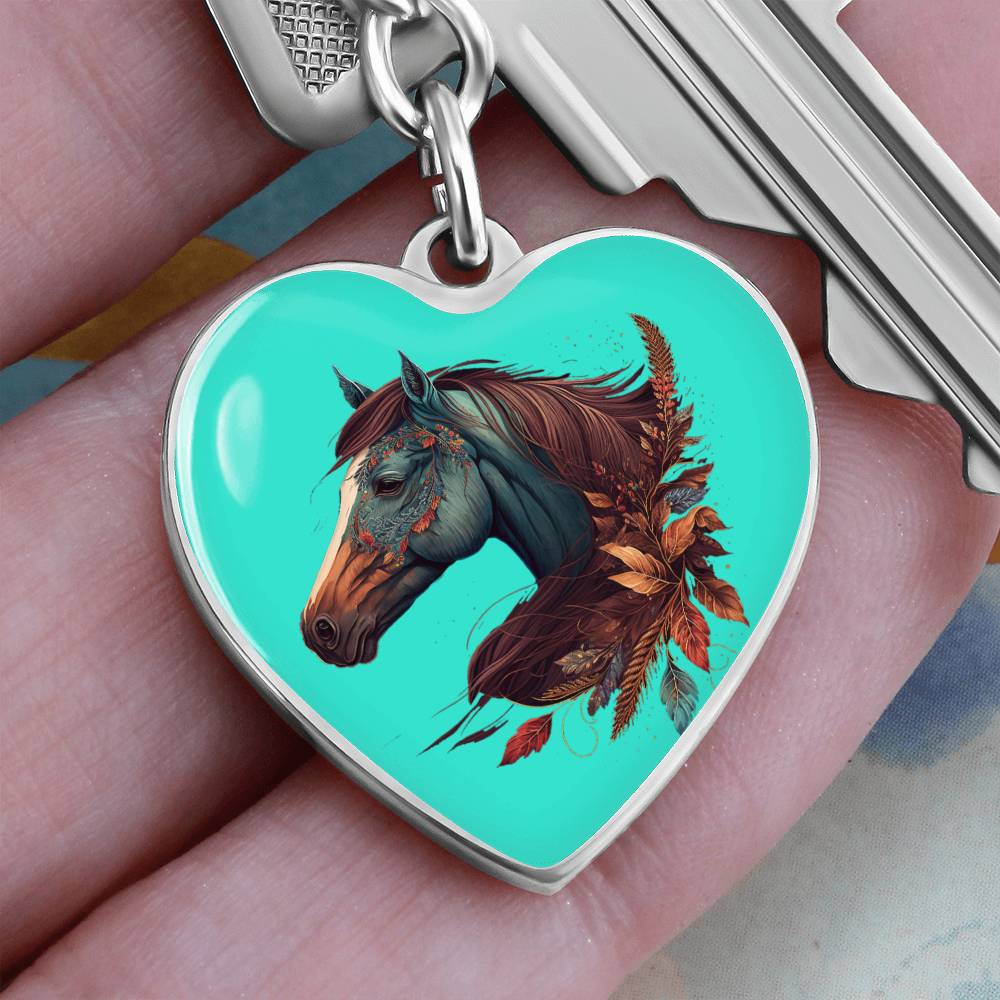 Engraved Keychain Dark Teal For Horse Lovers