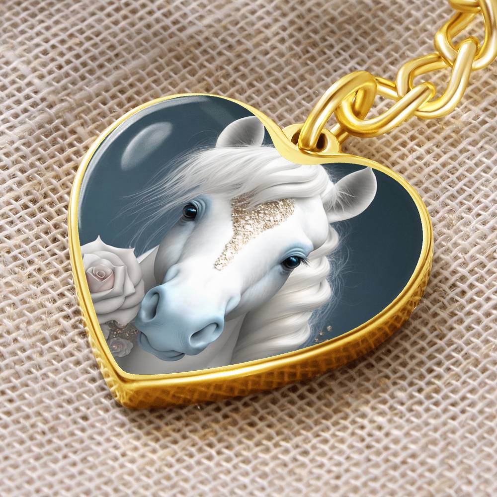 Engraved Keychain White Horse For Bridal Gift Or Horse Lovers