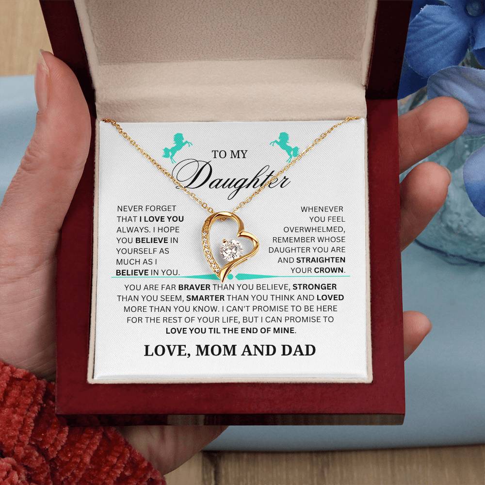 Daughter Forever Love Necklace From Mom and Dad