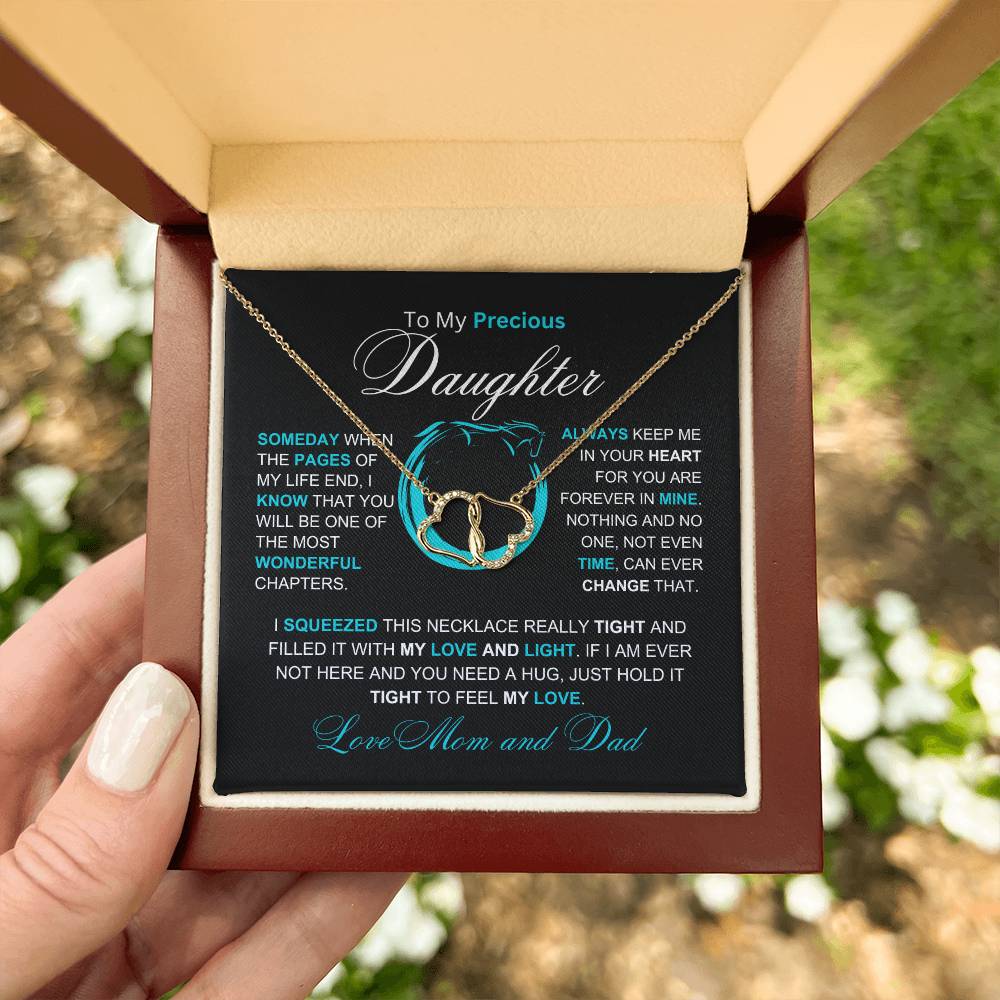 Daughter Authentic Gift Hearts Necklace From Mom and Dad