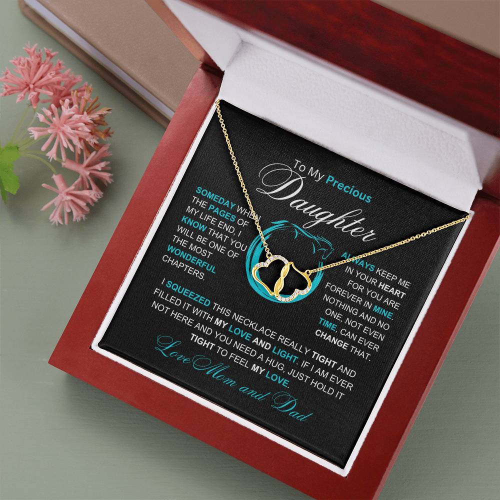 Daughter Authentic Gift Hearts Necklace From Mom and Dad