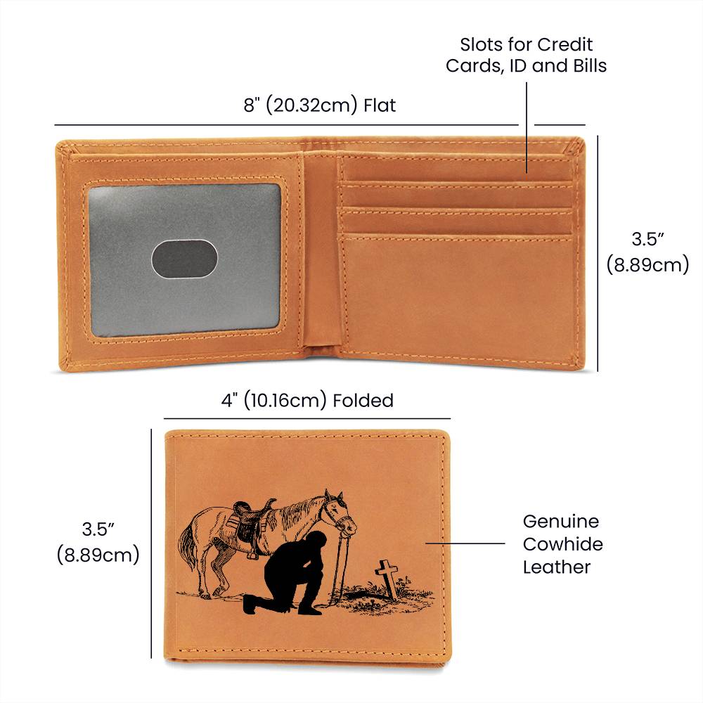 Vegan Leather Wallet Man Kneeling At Cross