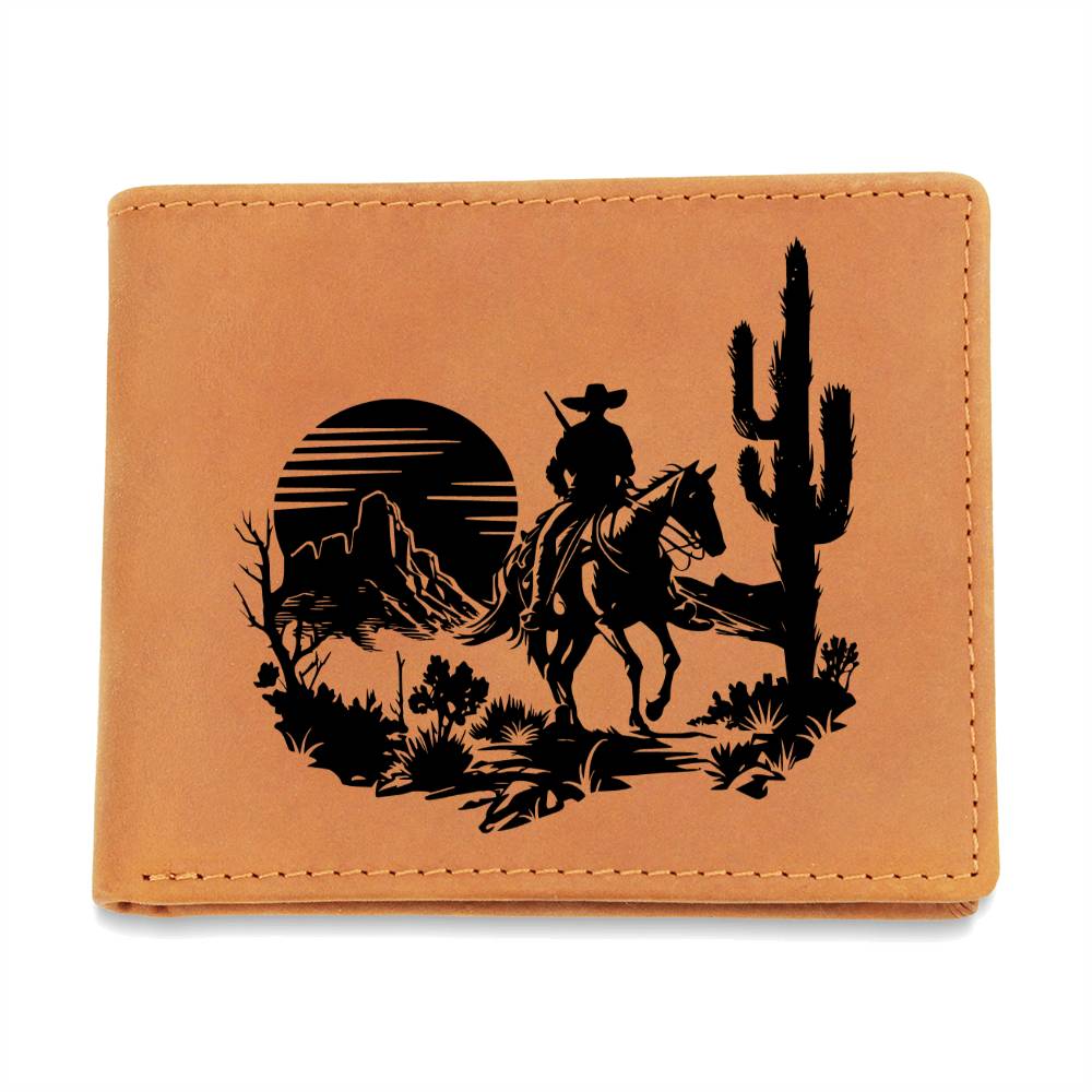 Cowboy Running Through The Desert Wallet For Cowboys
