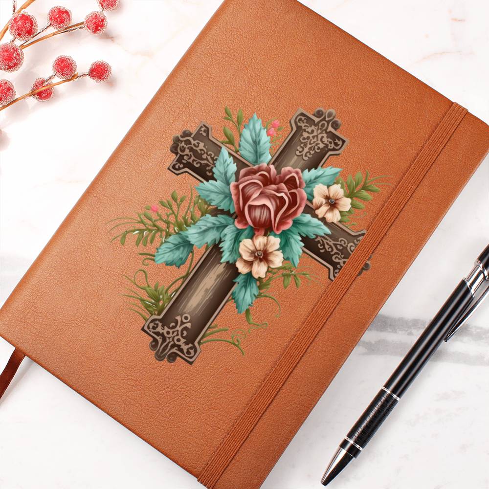 Faith Cross Christian Vegan Leather Bound Journal, Notebook, Diary