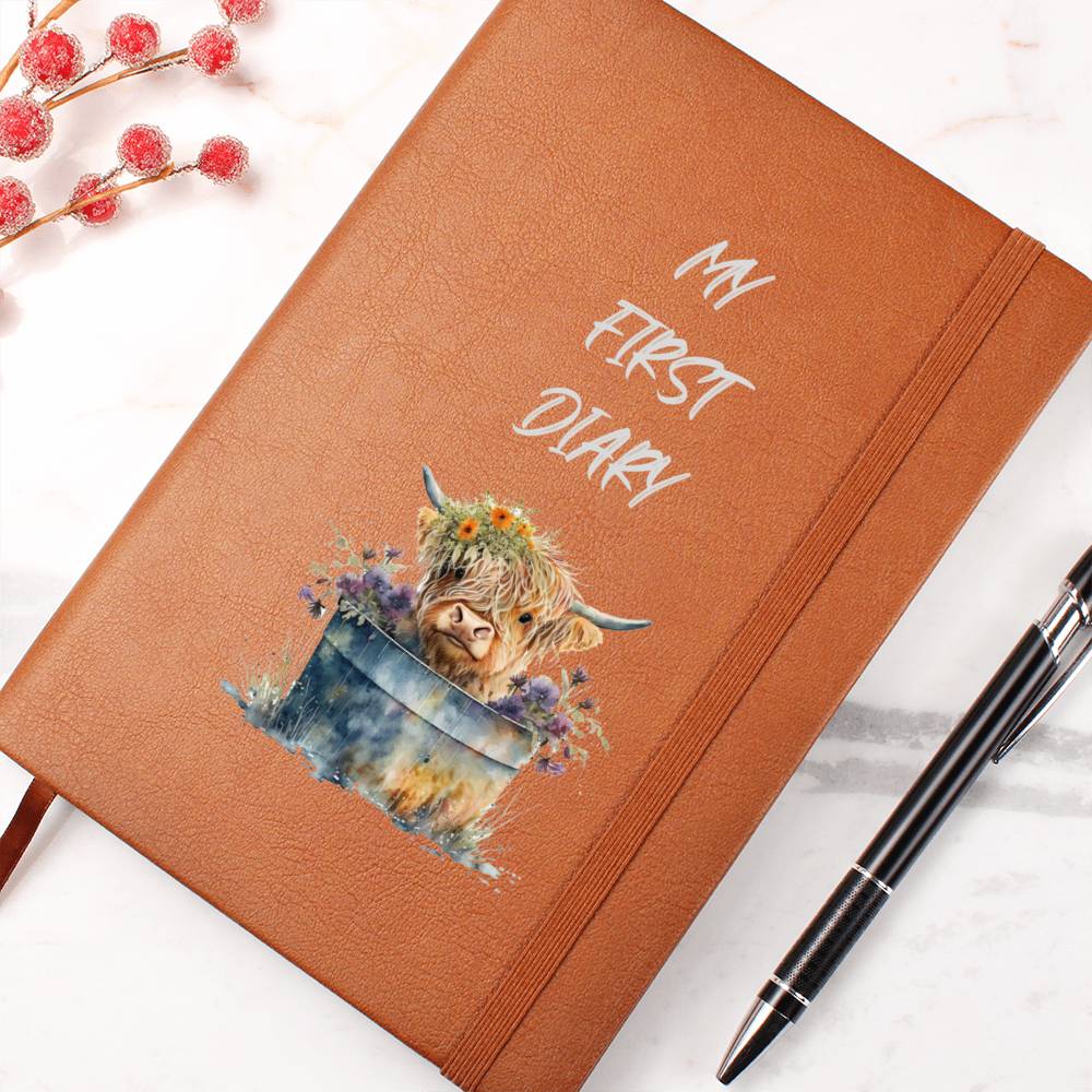 My First Diary For Girls Youth Journal Notebook Highland Cow Image
