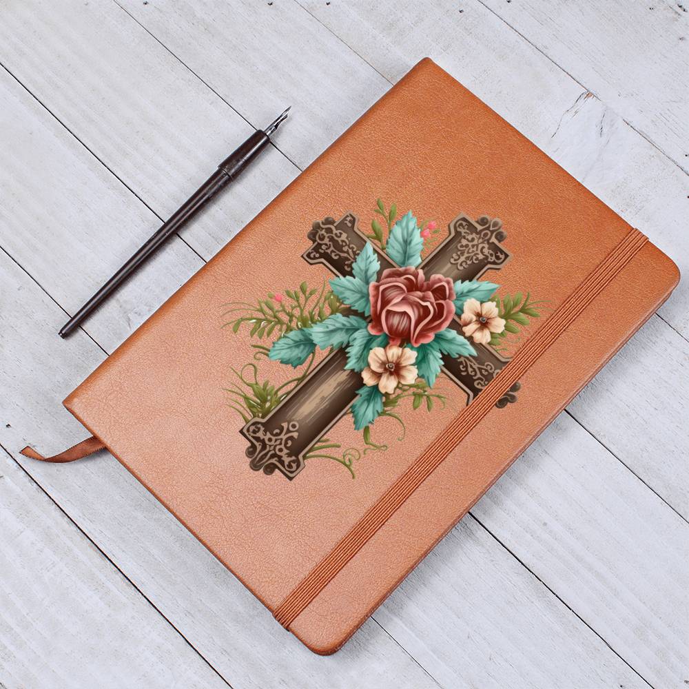 Faith Cross Christian Vegan Leather Bound Journal, Notebook, Diary