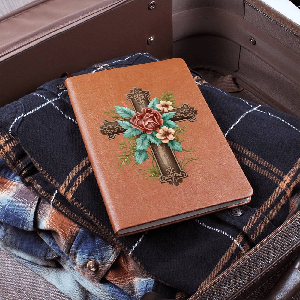 Faith Cross Christian Vegan Leather Bound Journal, Notebook, Diary