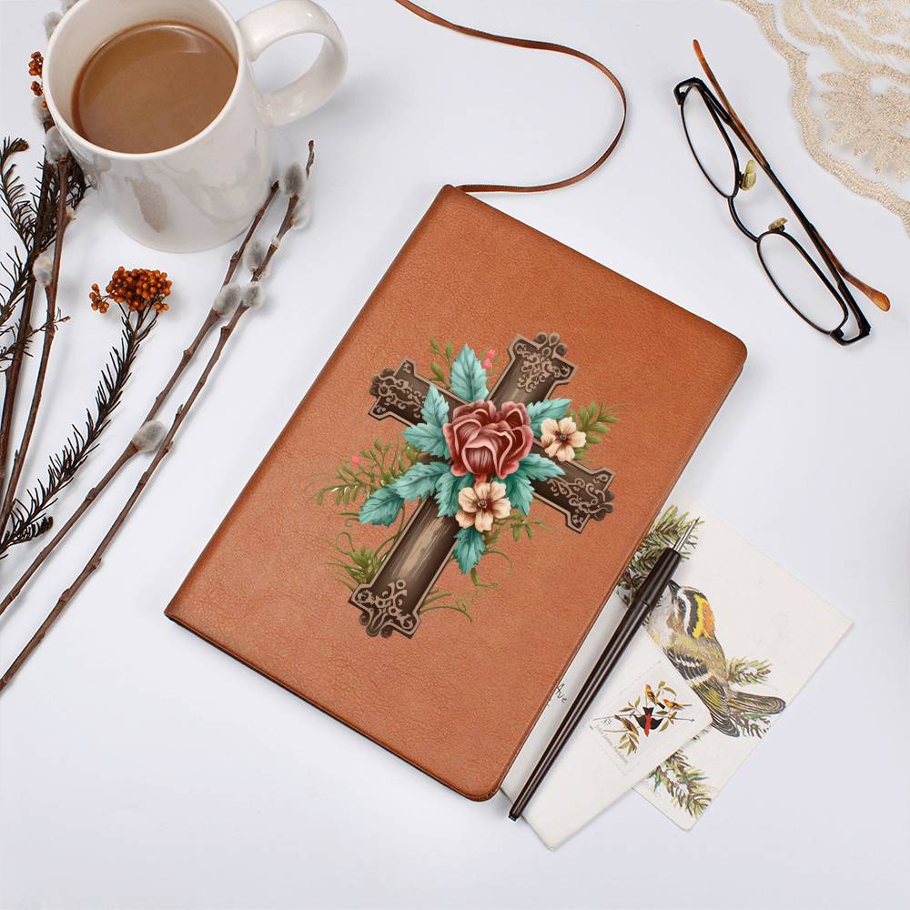 Faith Cross Christian Vegan Leather Bound Journal, Notebook, Diary