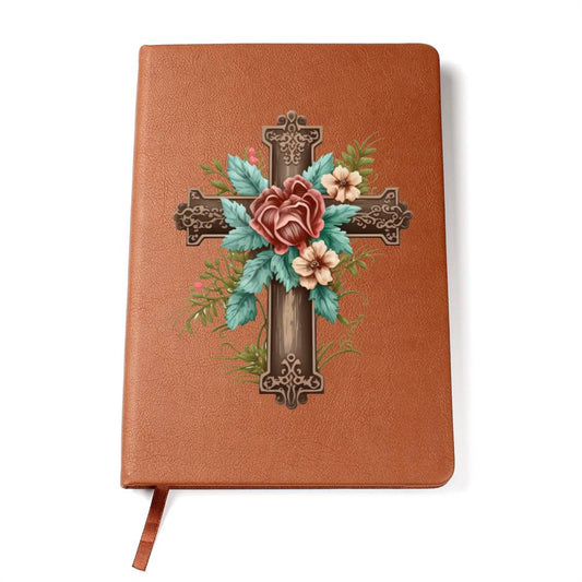 Faith Cross Christian Vegan Leather Bound Journal, Notebook, Diary