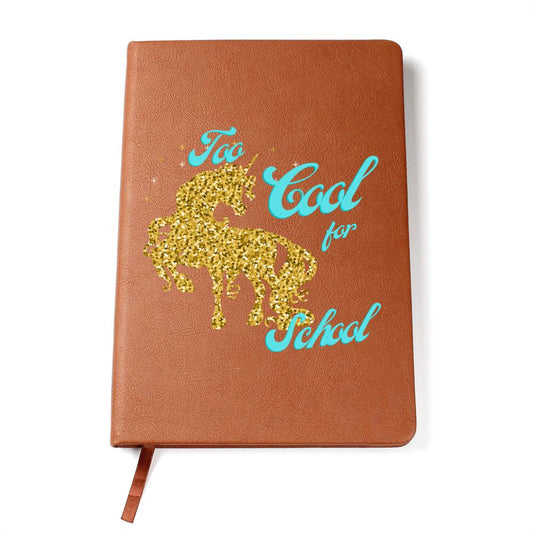 Too Cool For School Vegan Leather Bound Blank Journal, Notebook, Diary For Horse Lovers
