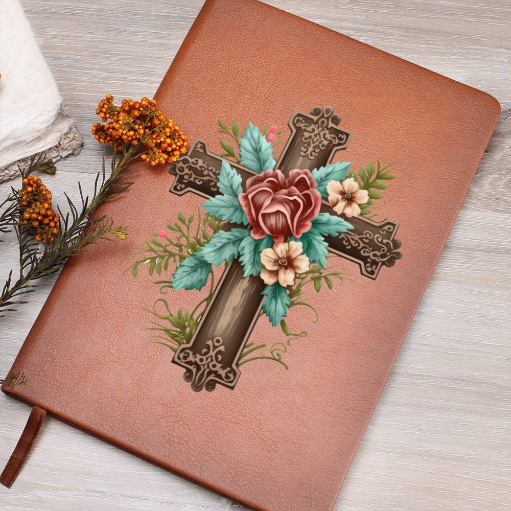 Faith Cross Christian Vegan Leather Bound Journal, Notebook, Diary